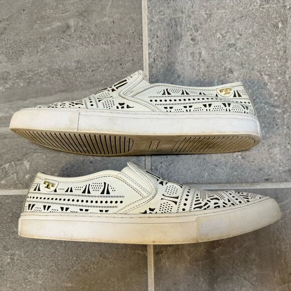 EUC Tory Burch Roselle Laser Cut Leather Slip On Sneakers Size 10 - Picture 7 of 10